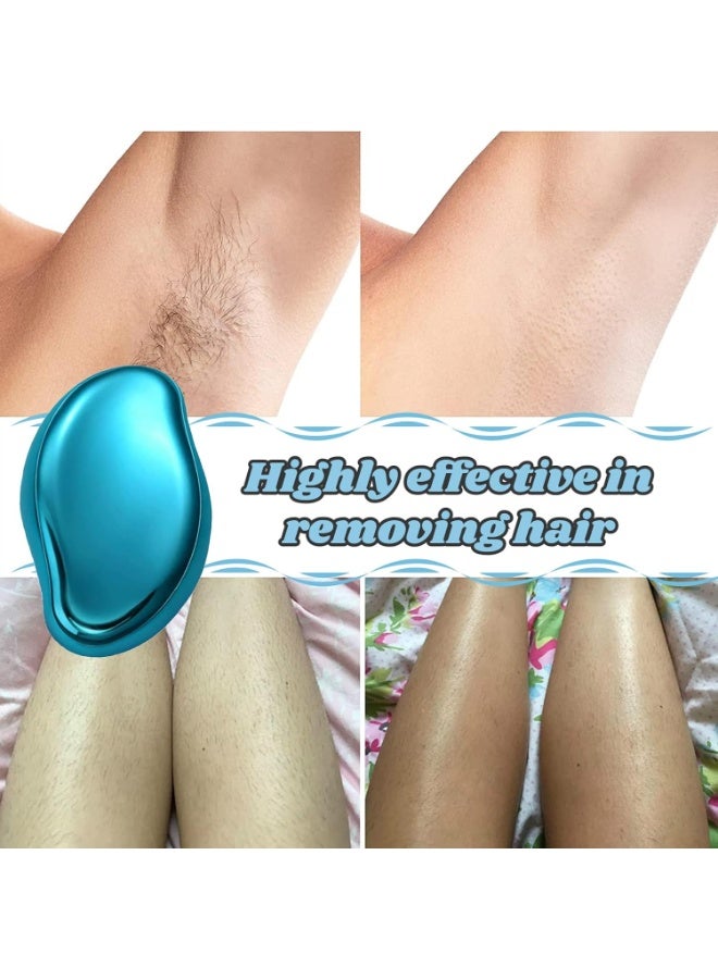 Crystal Hair Eraser for Women and Men, Reusable Crystal Hair Remover Magic Painless Exfoliation Hair Removal Tool, Magic Hair Eraser for Back Arms Legs - Blue - Image 3